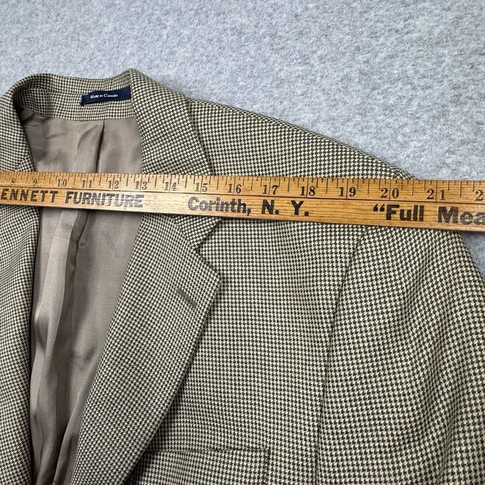 VTG Chaps Ralph Lauren Silk Blend Houndstooth Blazer Mens 42R Sport Coat Preppy